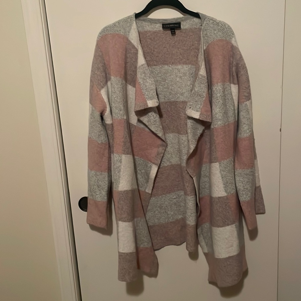 Lane Bryant: Waterfall Open Cardigan Light Grey, Light Pink, Off White (14/16)